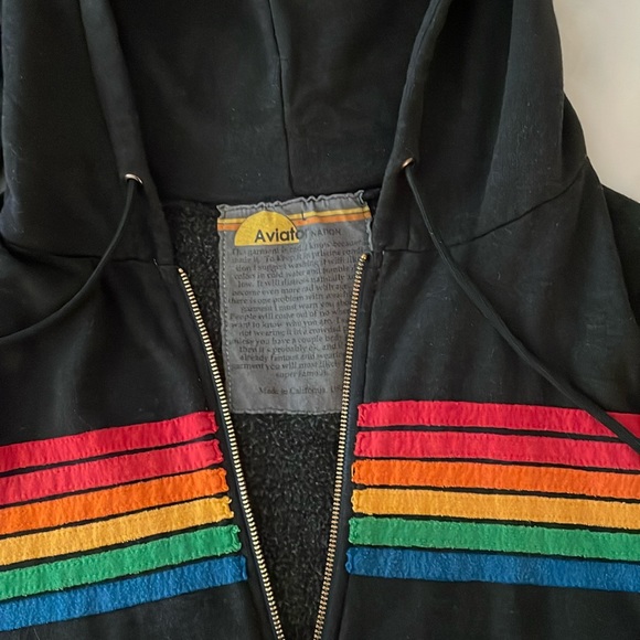 Aviator Nation Jackets & Blazers - AVIATOR NATION STRIPE HOODIE BLACK